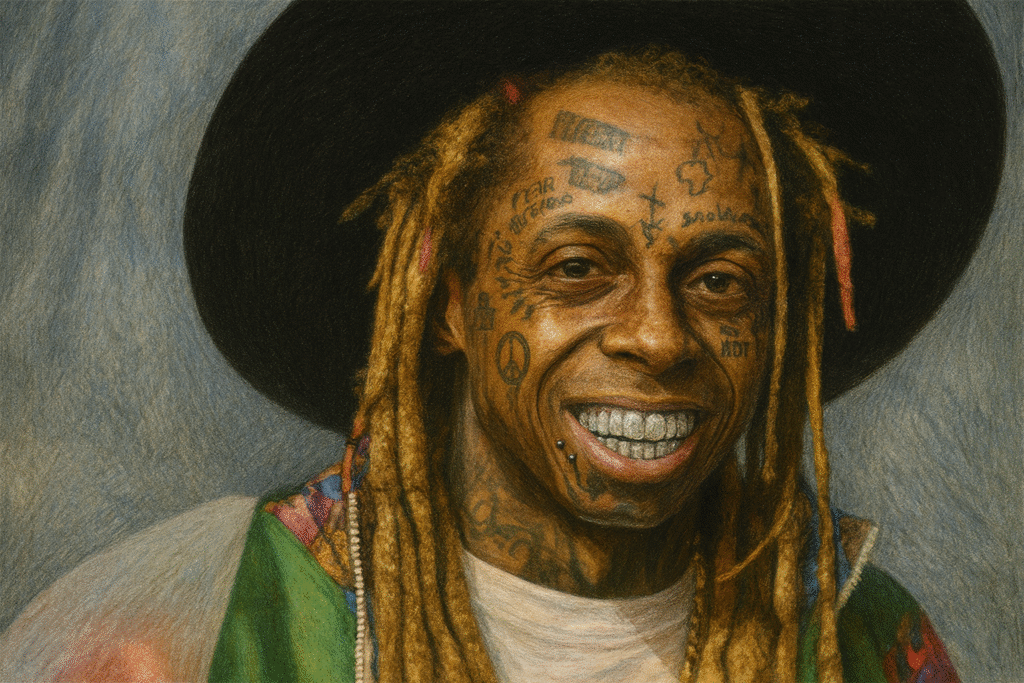 Lil Wayne 嘻哈饒舌歌手微笑肖像照