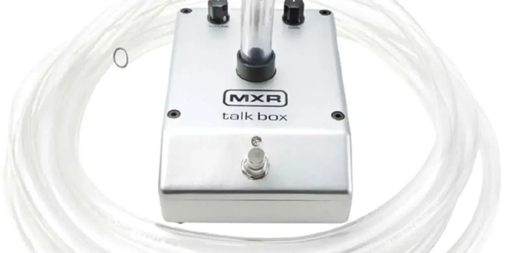 MXR Talk Box 口述音效器與透明導管，音色塑形與效果器示意圖