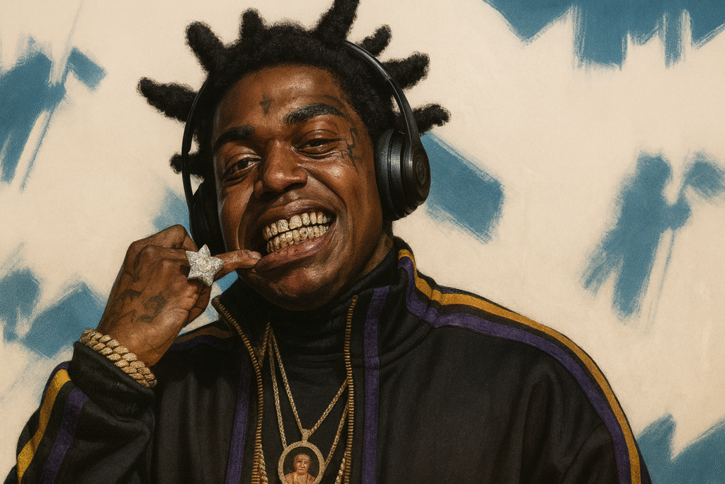 Kodak Black 展示金牙 Grillz 的特寫形象照