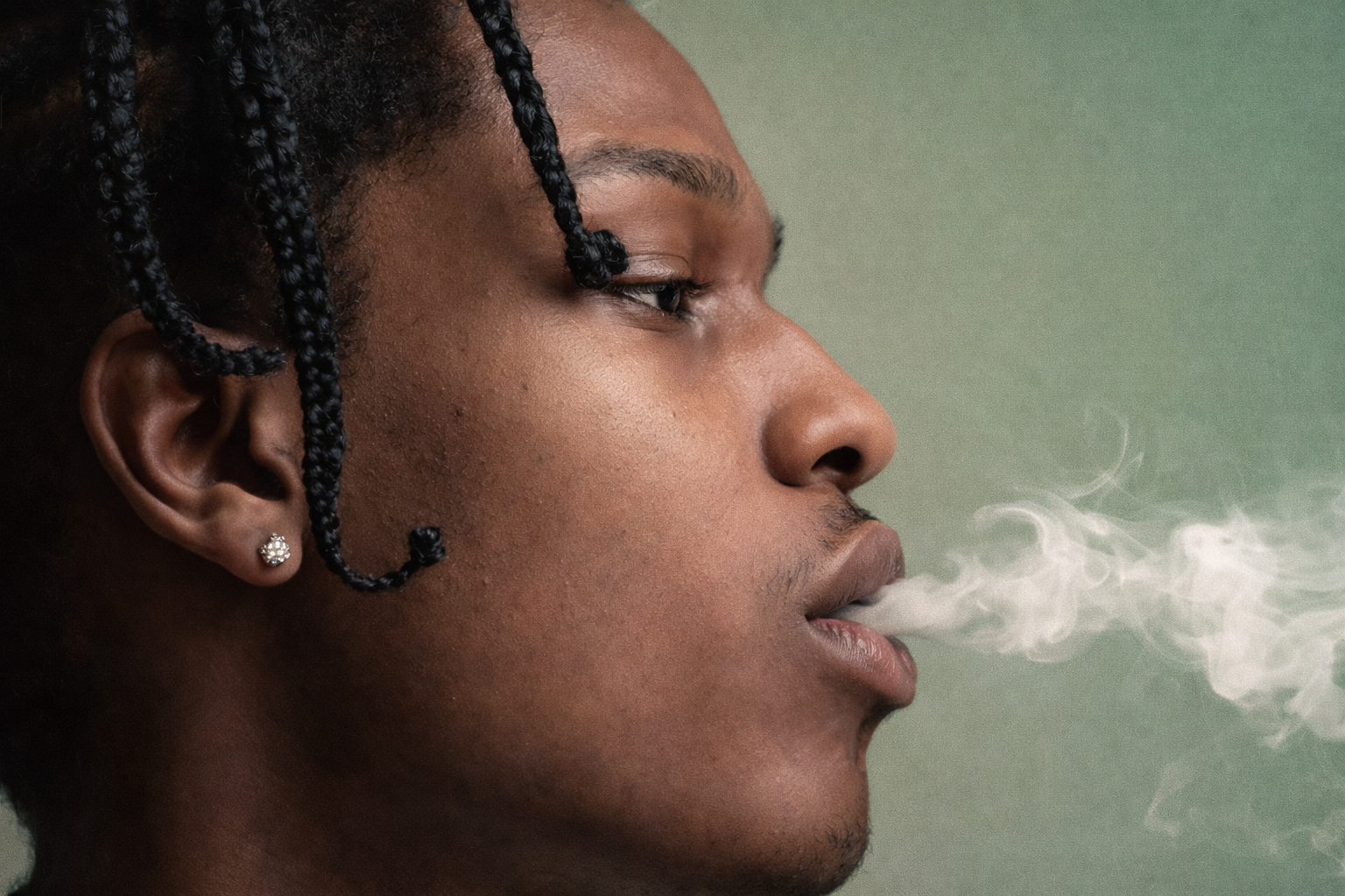 A$AP Rocky 側臉特寫肖像,展現紐約嘻哈文化與個人風格象徵